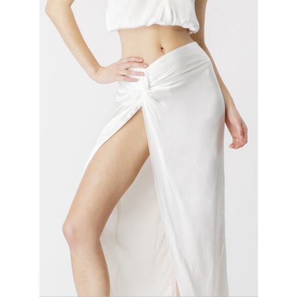 BARDOT Women's Joelle Side Leg Midi Skirt XXL US 12 Orchid White Front Knot NWT - Picture 3 of 14